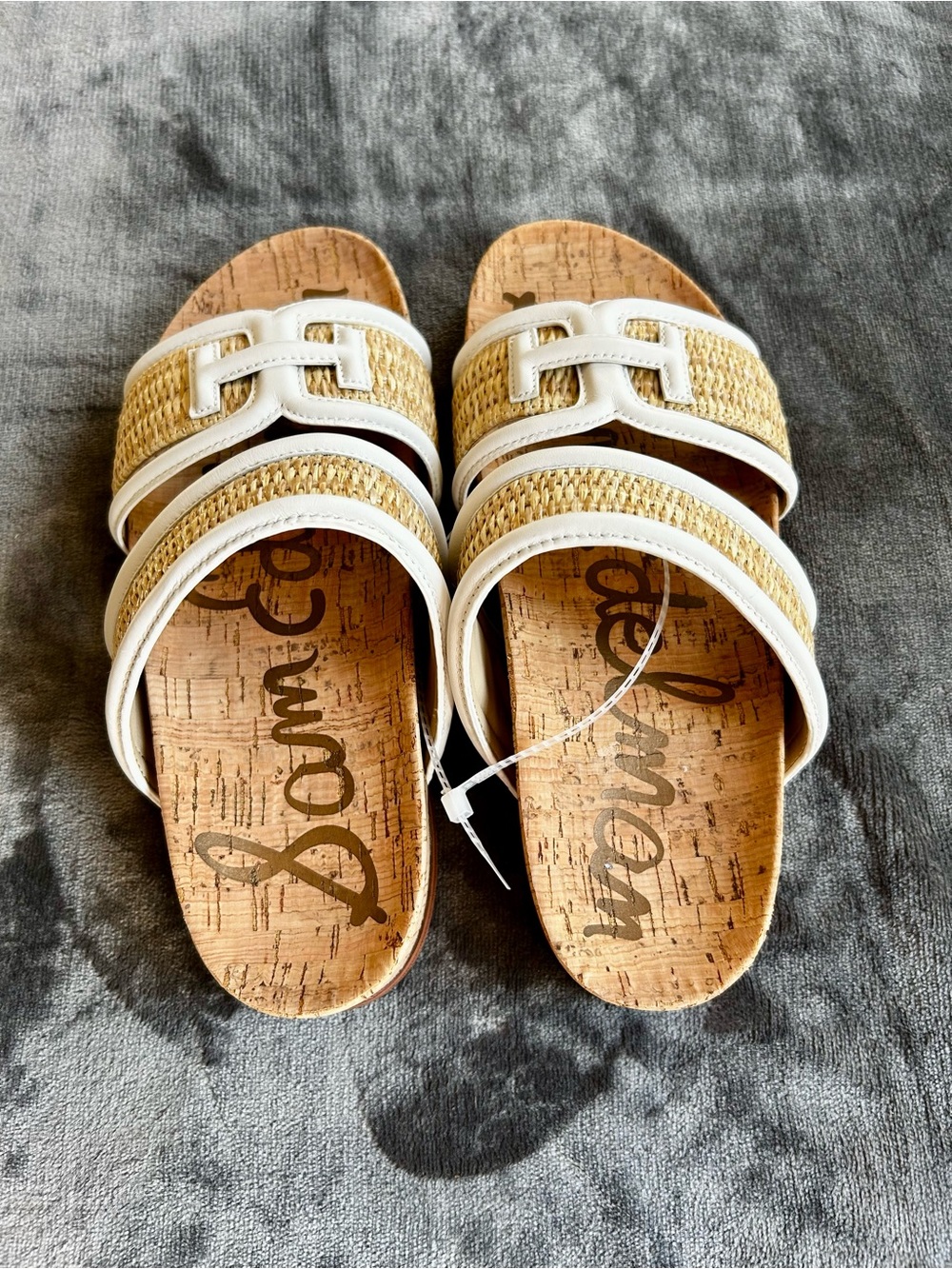 Sam Edelman Rowan Slide Sandals Natural and White - Picture 4 of 11